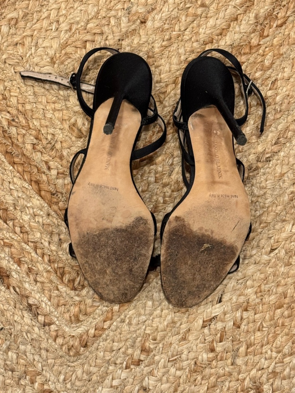 Manolo Blahnik Black Strappy Lace-Up Heels - Picture 4 of 4